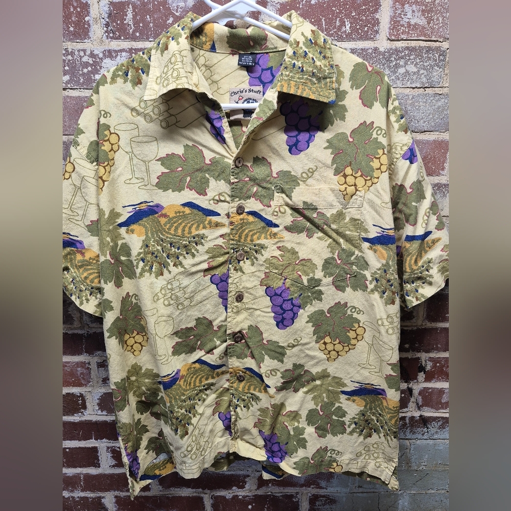 Chris's Stuff Men's Vineyard Grapes Hawaiian Shirt Size XL